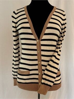 Forever 21 Stripe Cardigan Angora Blend Light Academia Old Money Quiet Luxury S